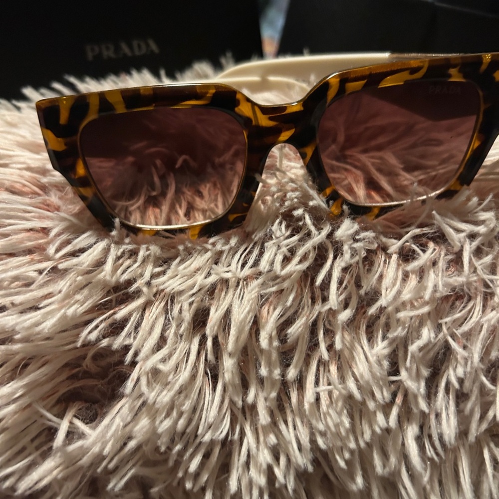 Prada Women's Brown and Yellow Sunglasses